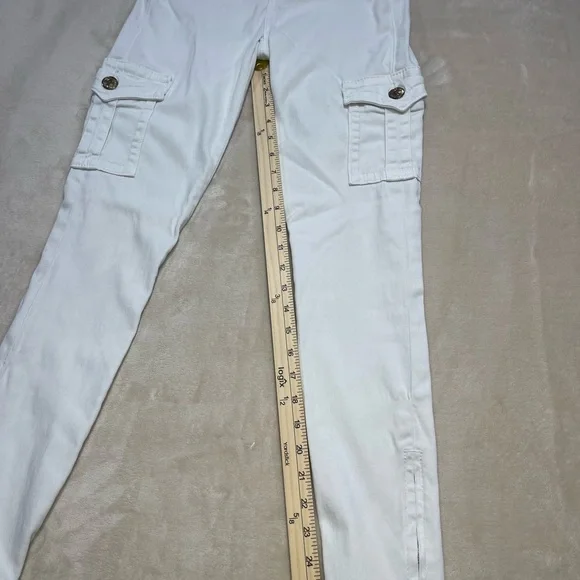 True Religion White Cargo Skinny Jeans Women Size 26 Stretch Zip Ankle - Picture 7 of 8